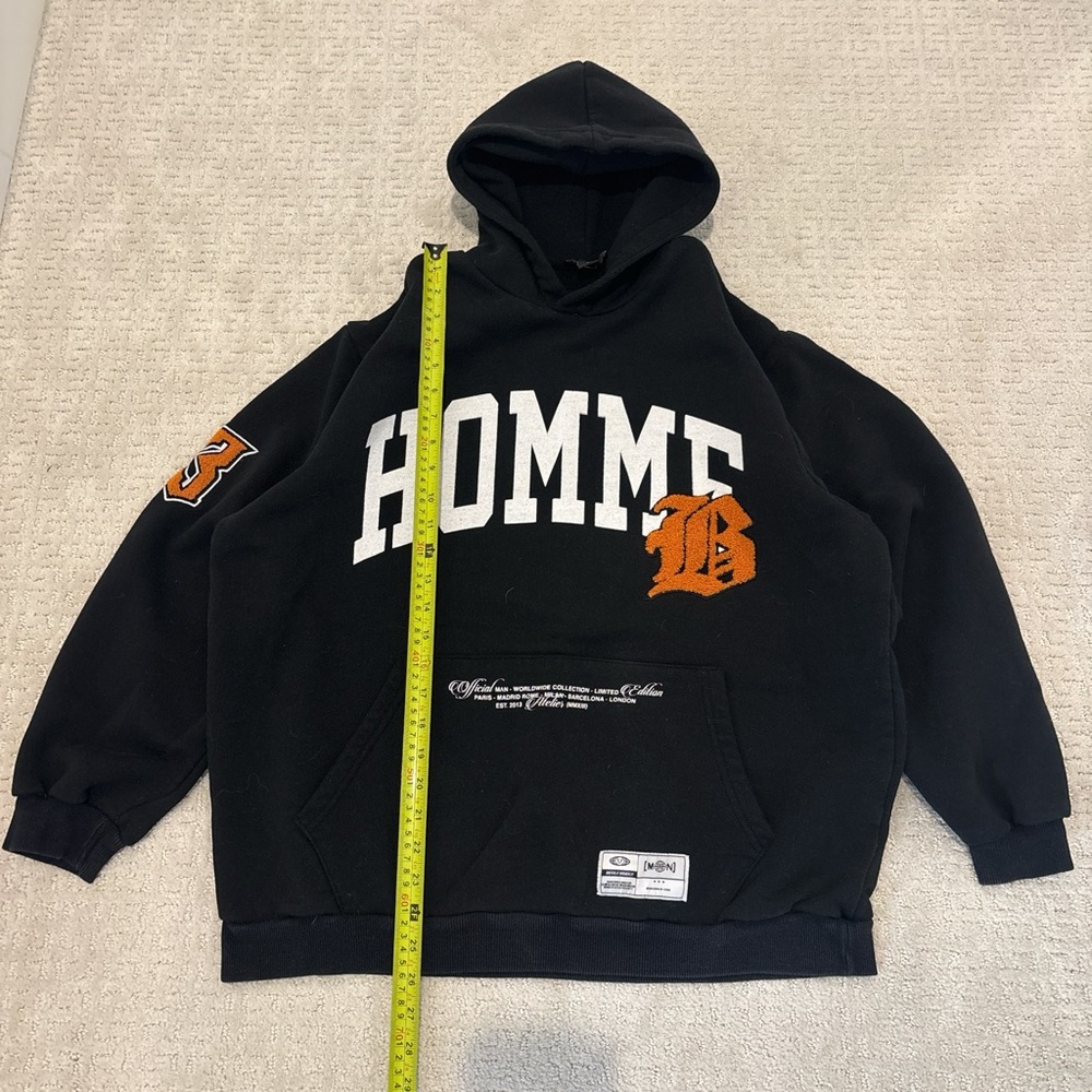 Boohoo Black Hoodie with White and Orange Accents